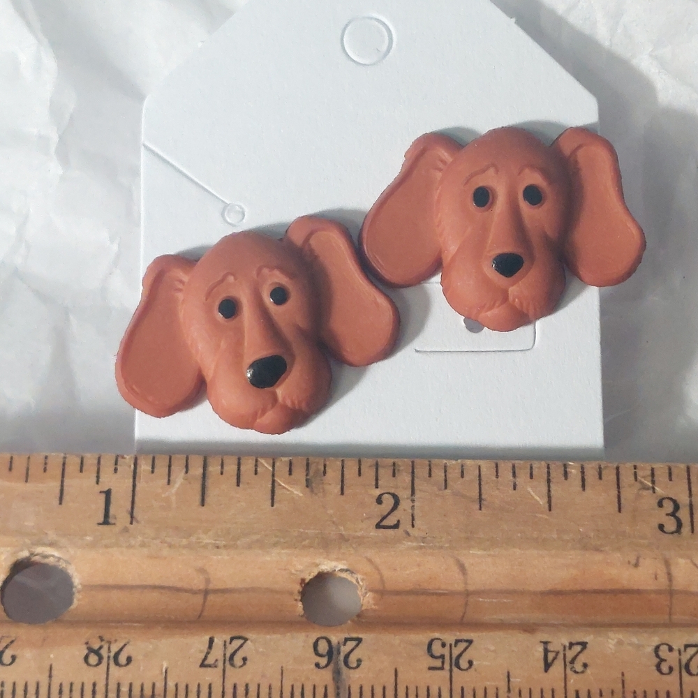 3/$10 Brown Floppy Ear Dog Post Earrings - Picture 3 of 3